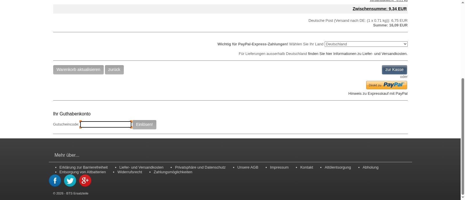 BTS Ersatzteile Screenshot