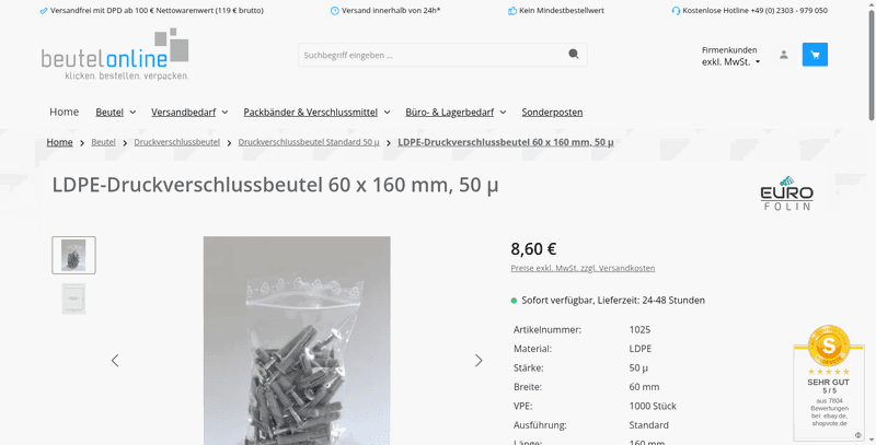 beutelonline Screenshot