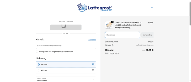 Lattenrost Discounter Screenshot