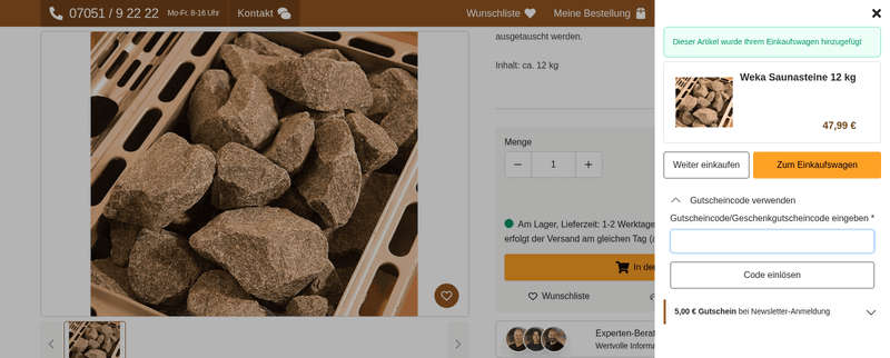 Mein-Saunashop Screenshot