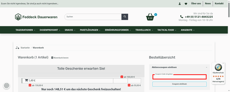 Feddeck Dauerwaren Screenshot