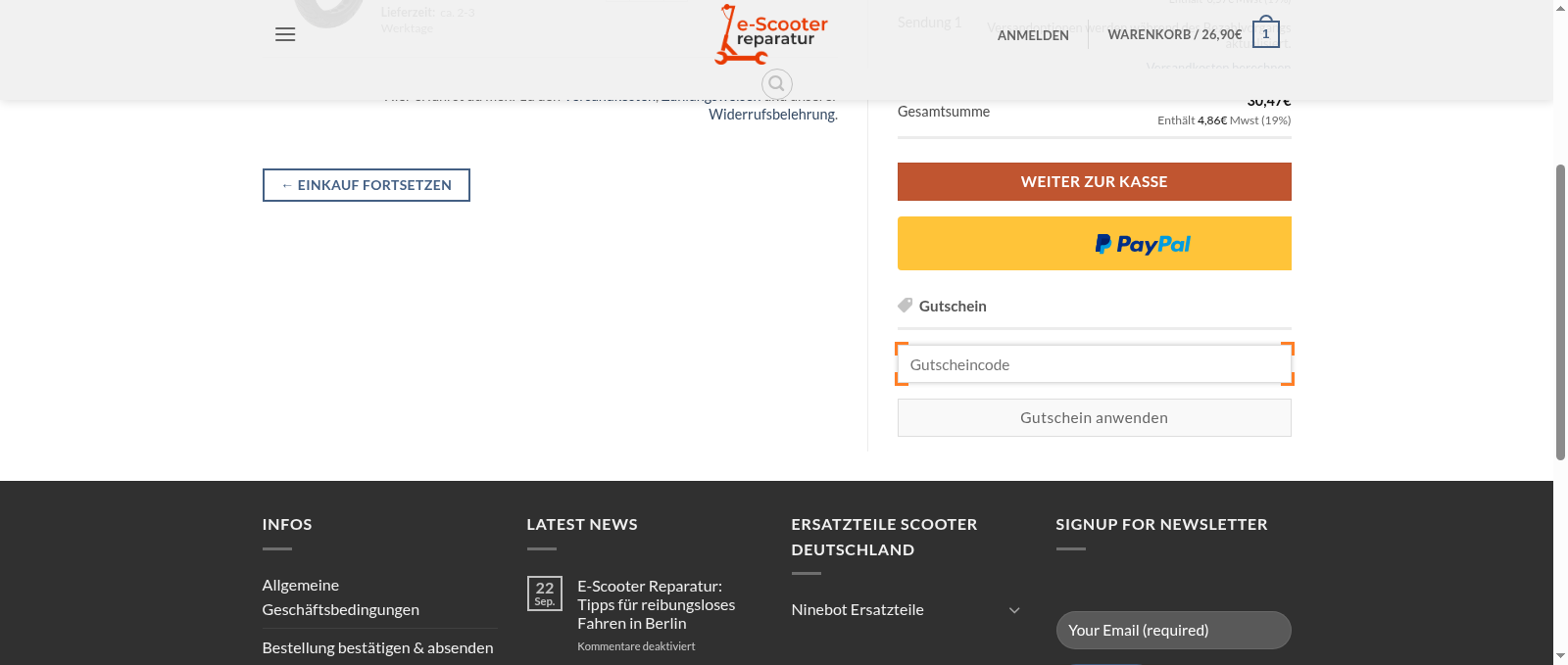 Escooter Reparatur Screenshot