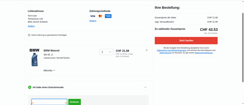 pkwteile CH Screenshot