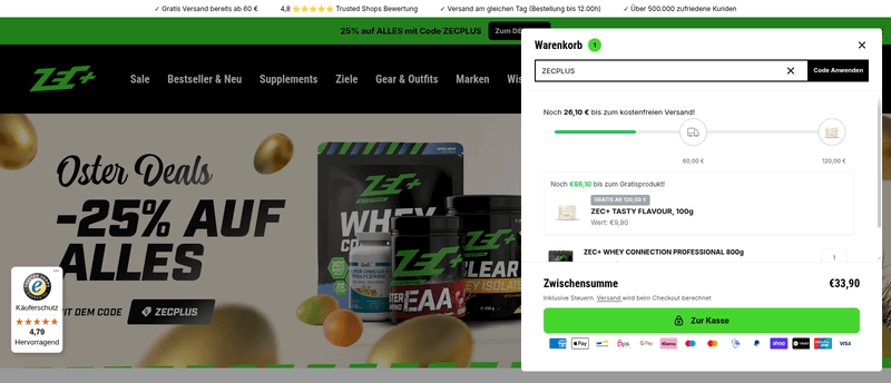ZEC+ Nutrition Screenshot