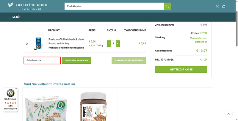 Zuckerfrei Store Screenshot