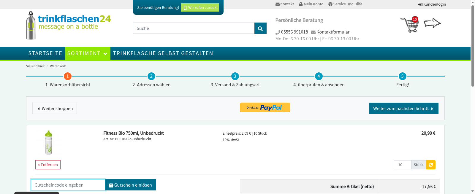 Trinkflaschen24 Screenshot