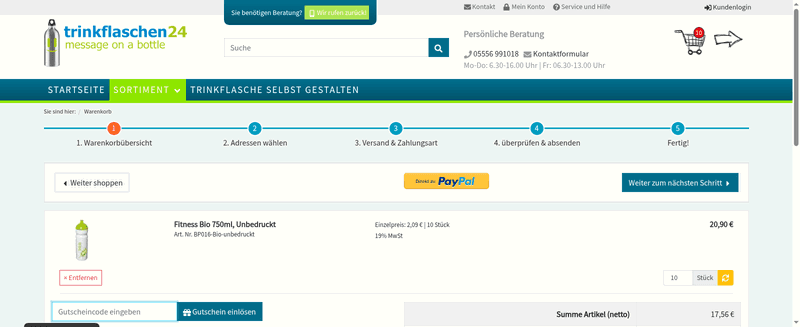 Trinkflaschen24 Screenshot