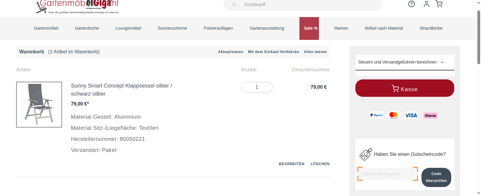 Gartenmöbelgigant Screenshot