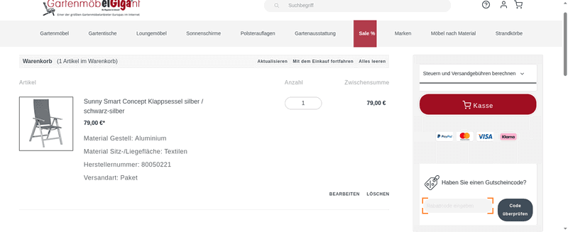 Gartenmöbelgigant Screenshot