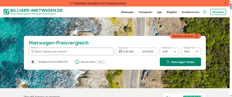 Billiger Mietwagen Screenshot