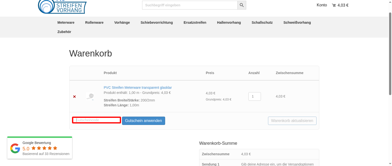 PVC Streifenvorhang Screenshot