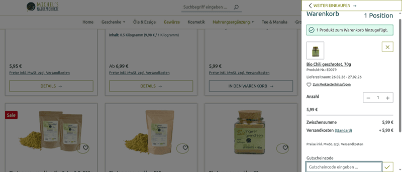 Michels Naturprodukte Screenshot