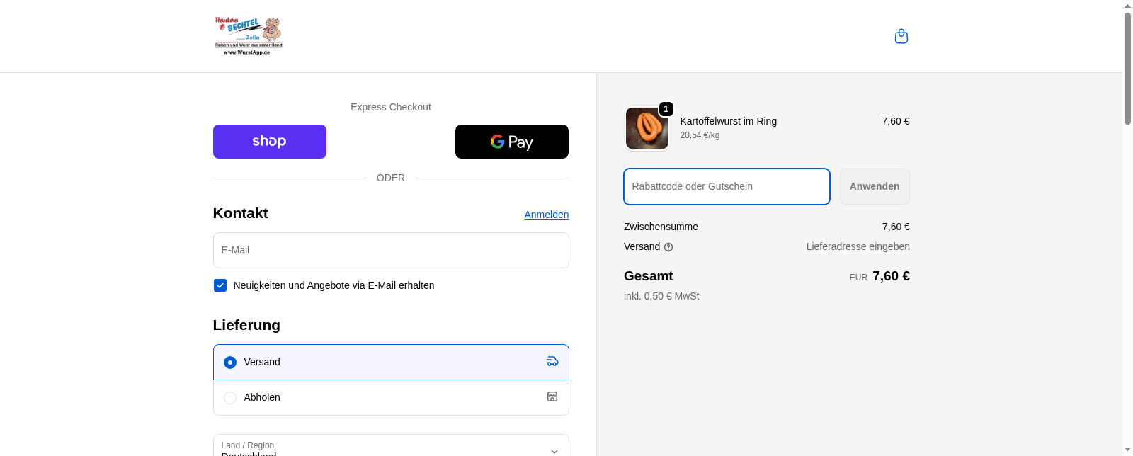 Fleischerei Bechtel Screenshot