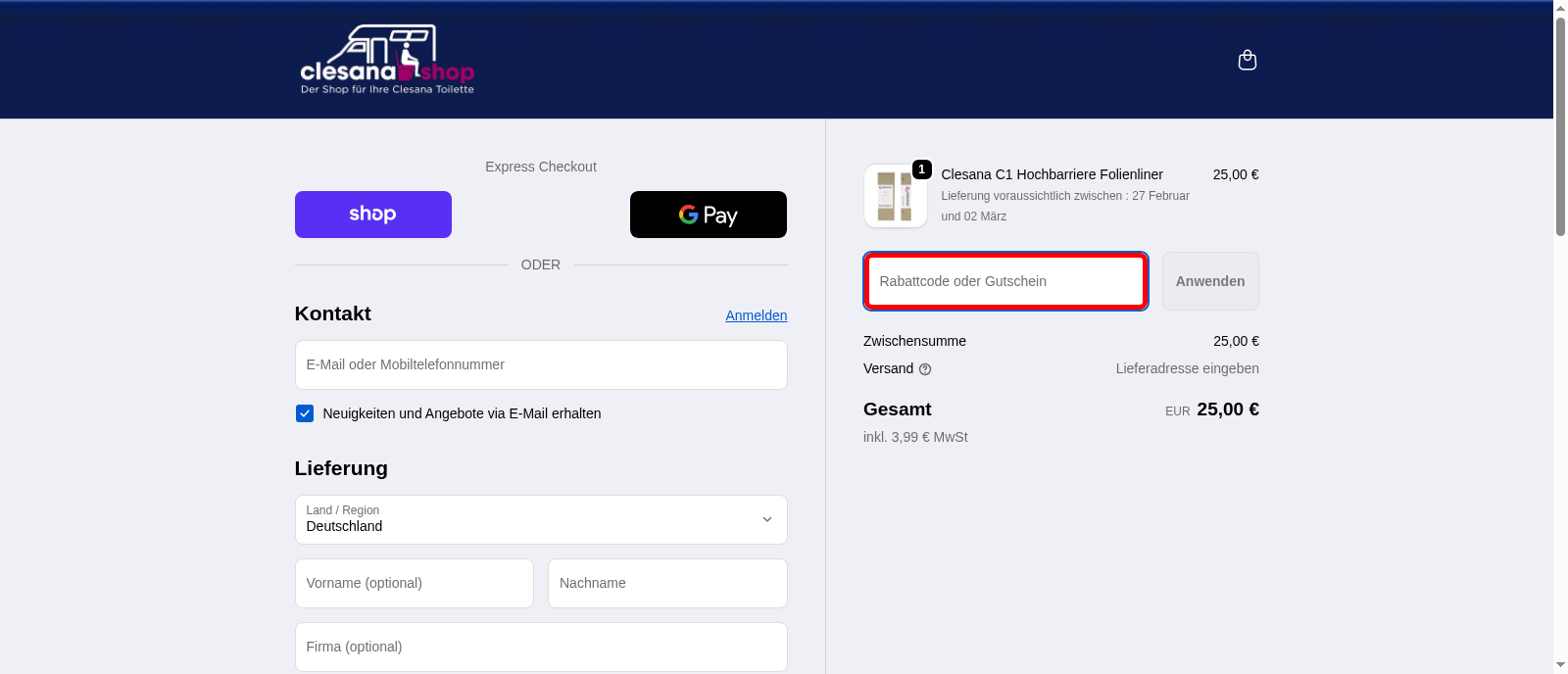 Folientoilette Screenshot