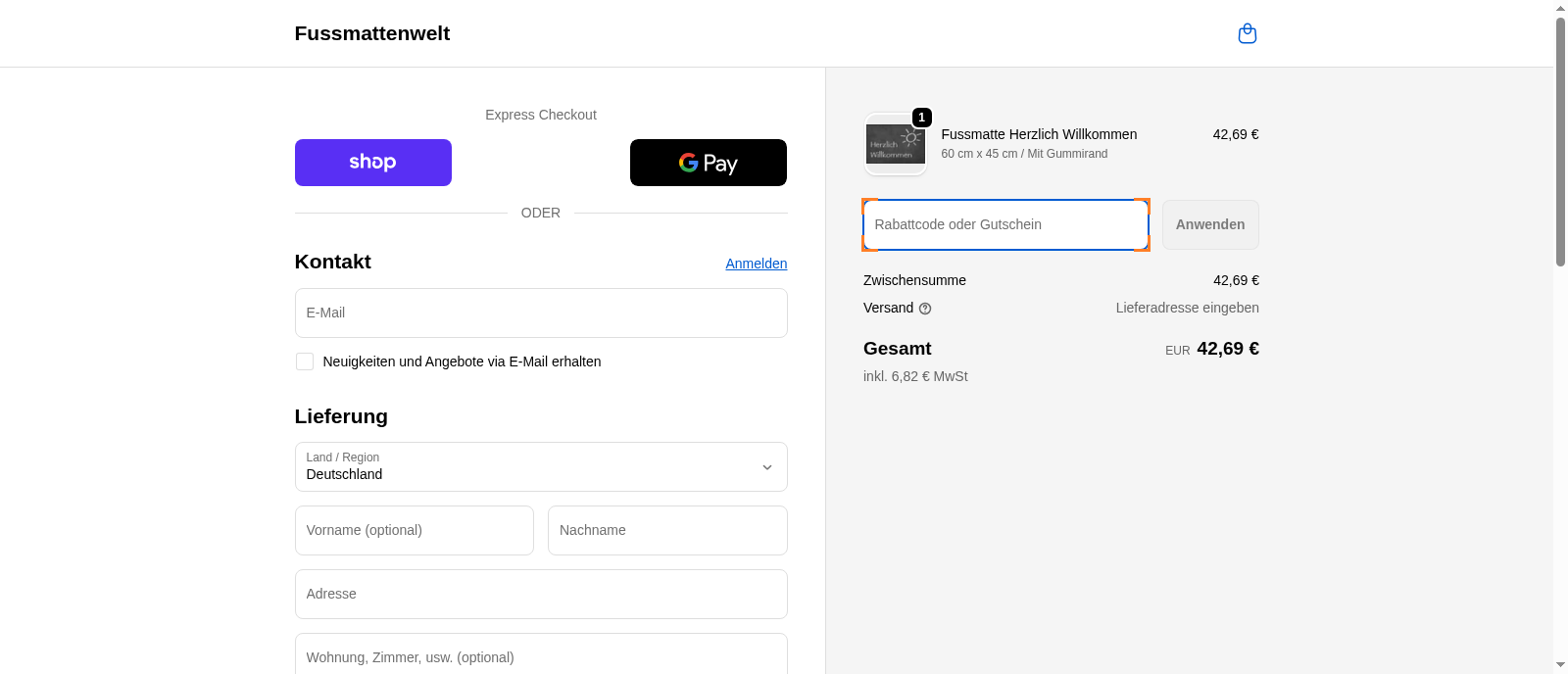 Fussmatten Welt Screenshot