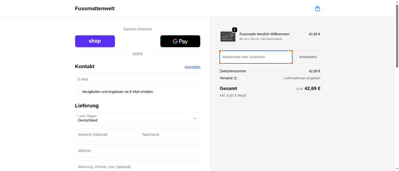 Fussmatten Welt Screenshot