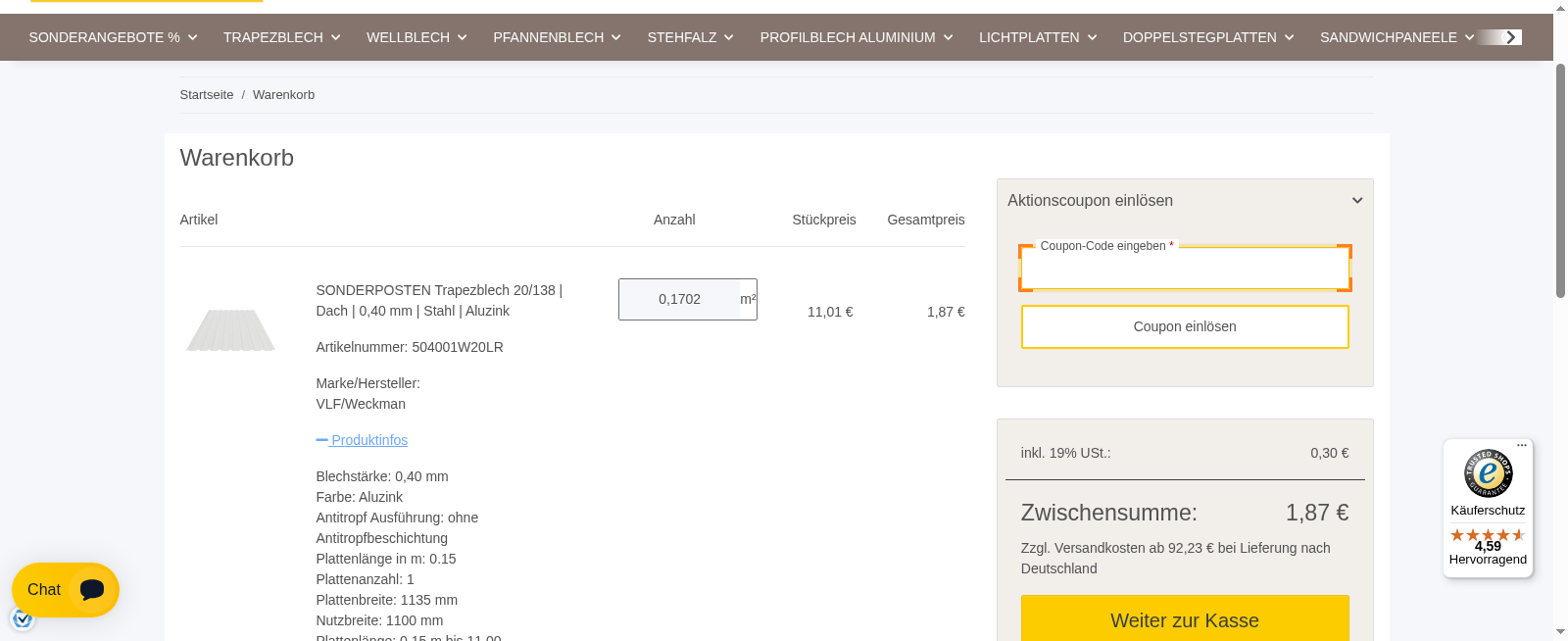Baustoffhandel Carstensen Screenshot