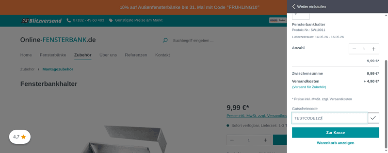 Online-Fensterbank Screenshot