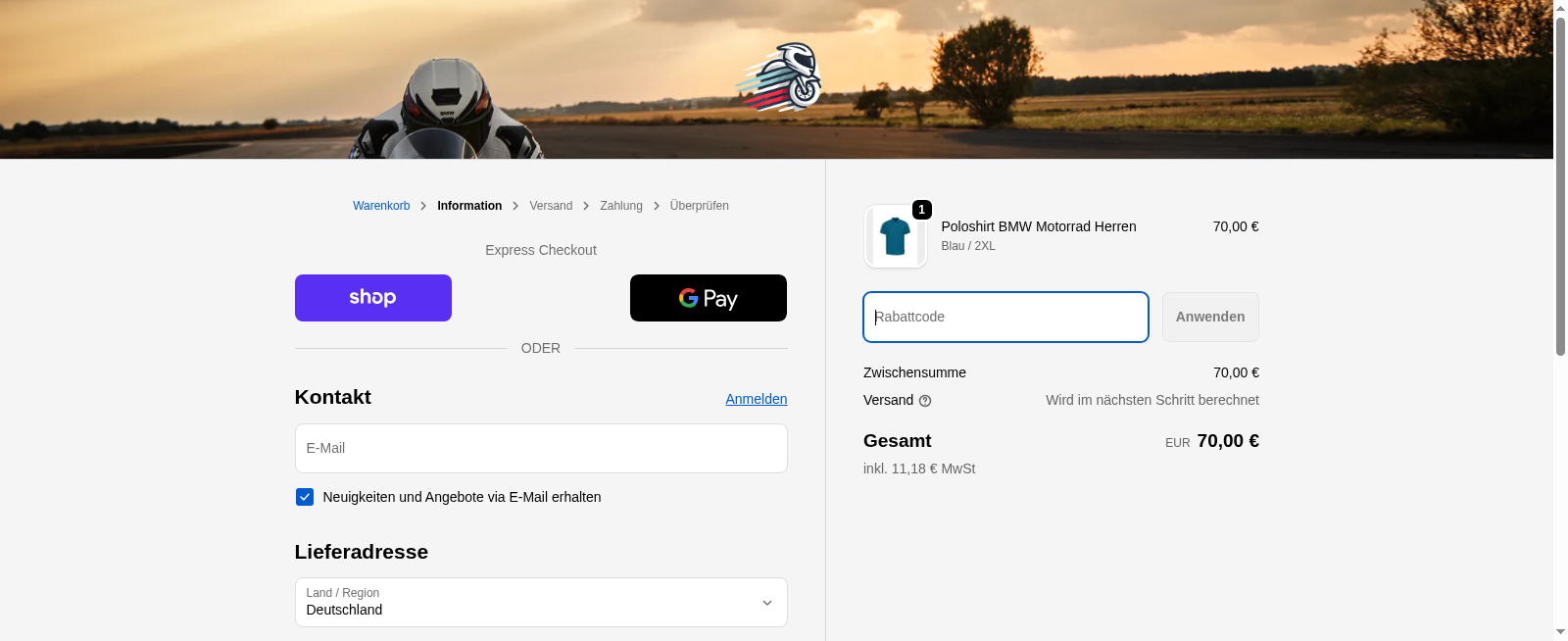 Motorrad Clothing Screenshot