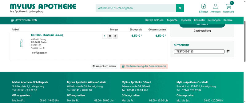 mylius-apotheke.de Screenshot