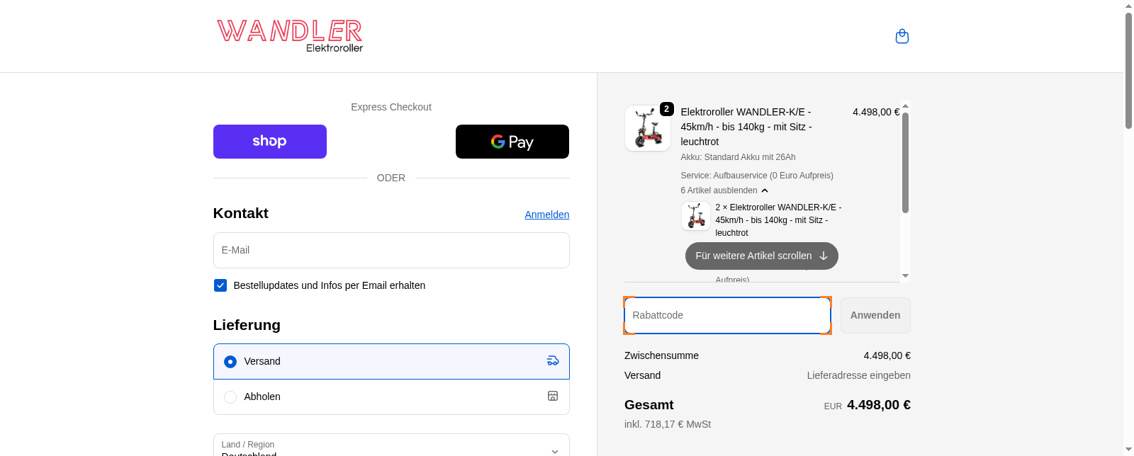 WANDLER Elektroroller Screenshot