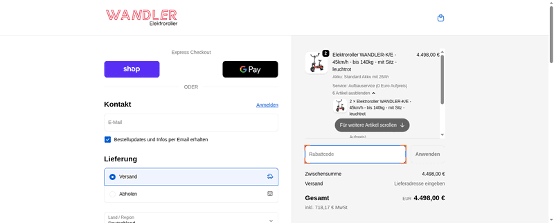 WANDLER Elektroroller Screenshot