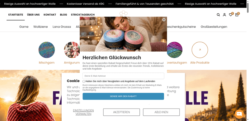 Wollbiene-shop Screenshot