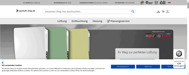 Raumluft-Shop Screenshot