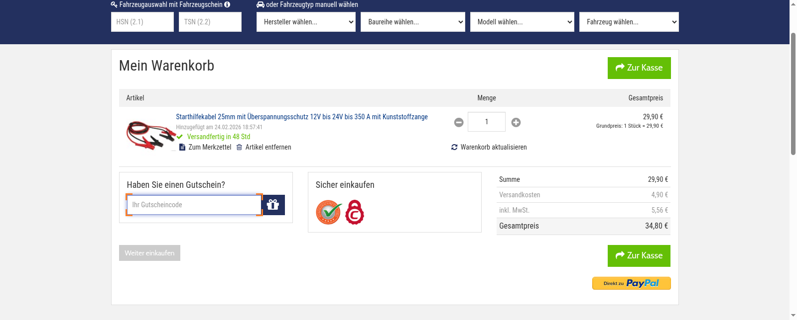 Autoteile Preiswert Screenshot