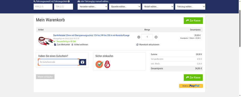 Autoteile Preiswert Screenshot