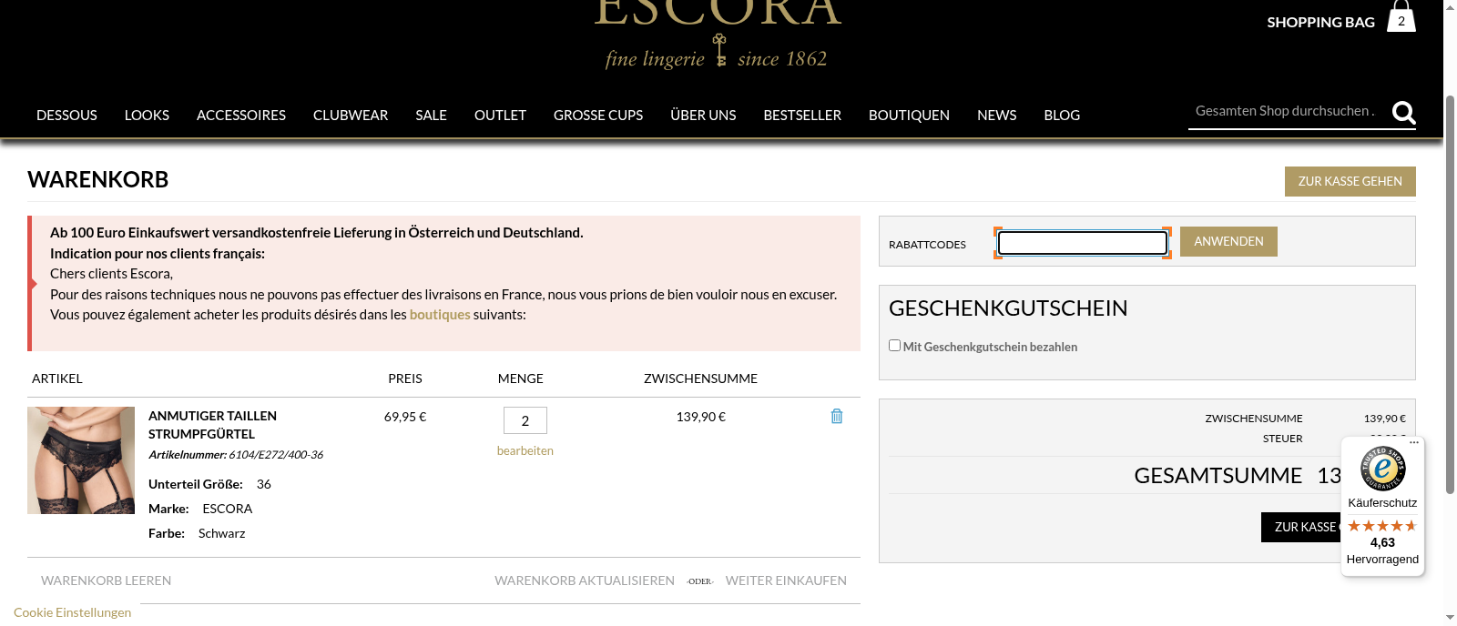 Escora Dessous Screenshot