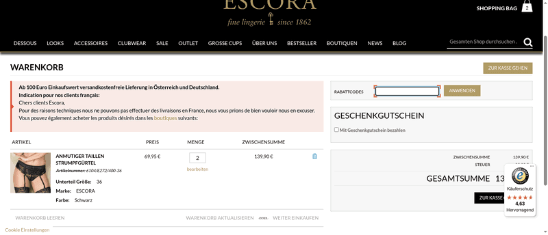 Escora Dessous Screenshot