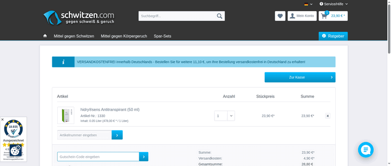Schwitzen.com Screenshot