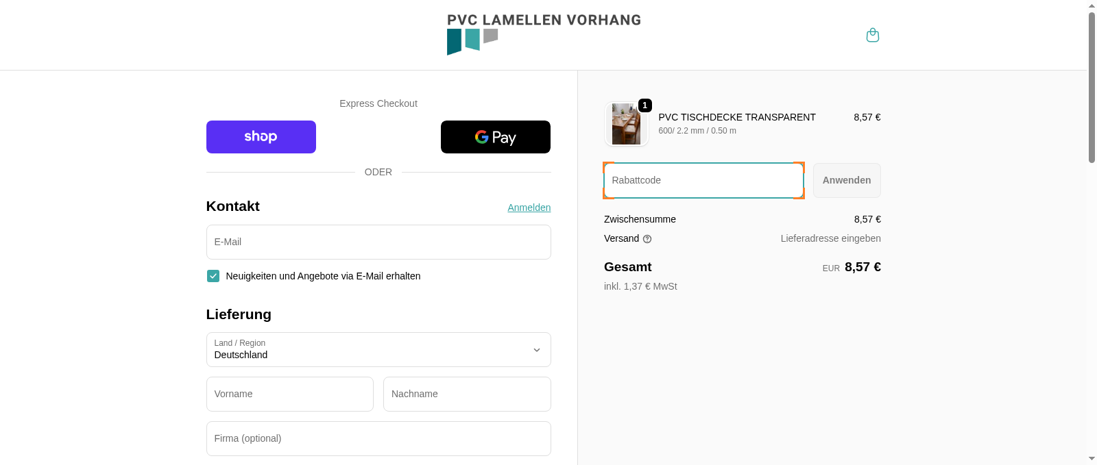 PVC Lamellenvorhang Screenshot