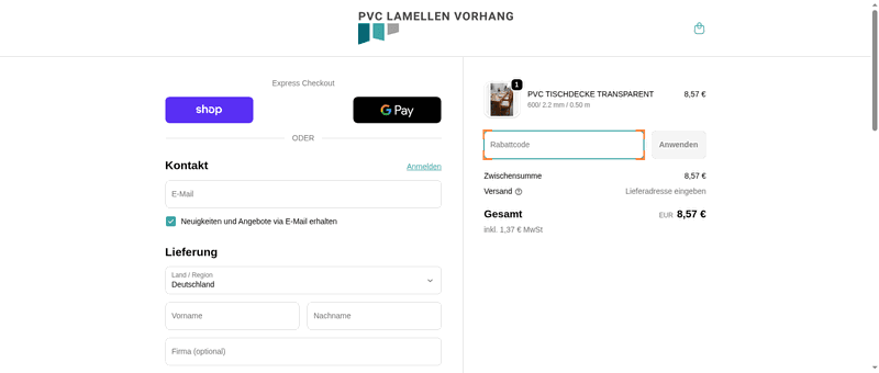 PVC Lamellenvorhang Screenshot