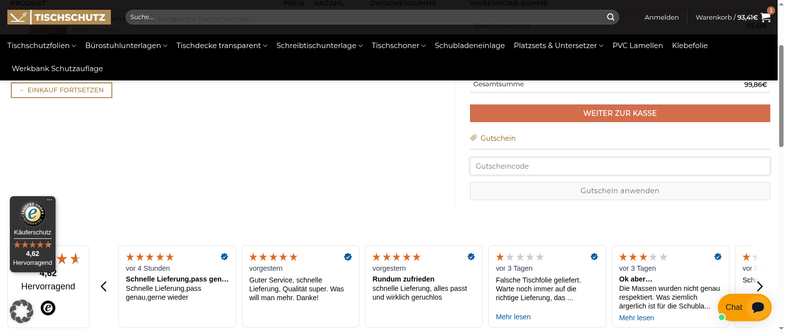 Tischschutz Screenshot