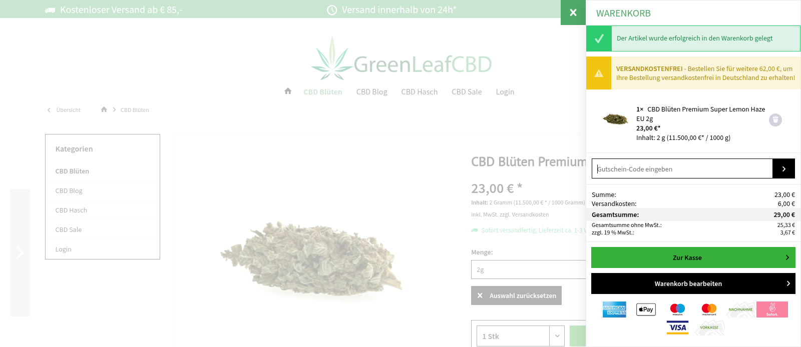 GreenLeafCBD Screenshot