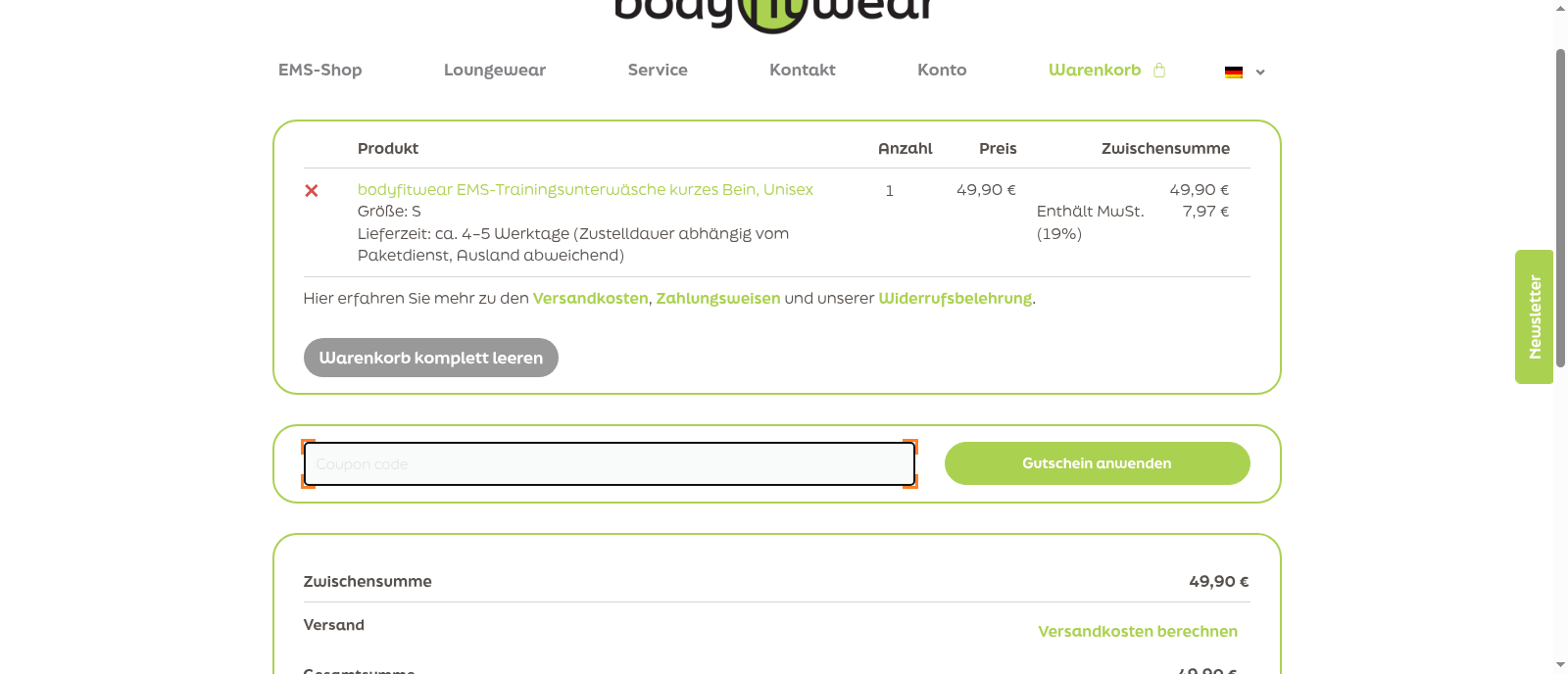 Bodyfitwear Screenshot