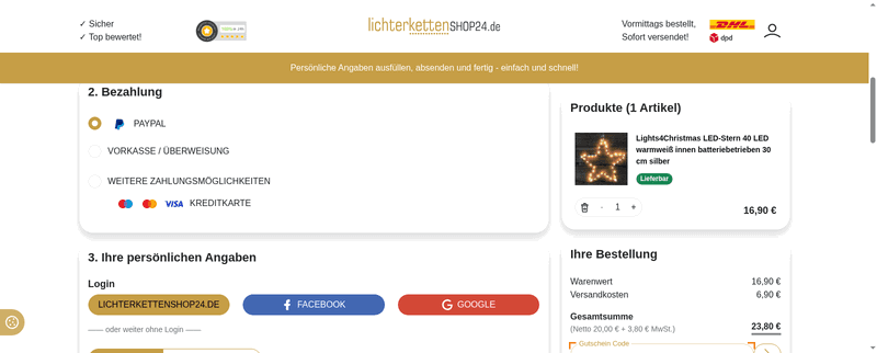 Lichterkettenshop24 Screenshot