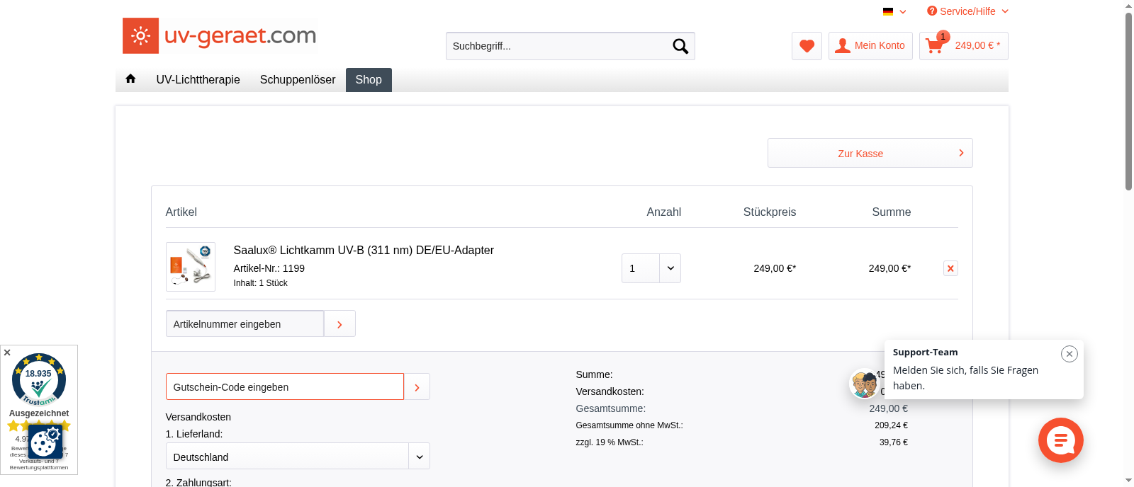 UV-Gerate.com Screenshot