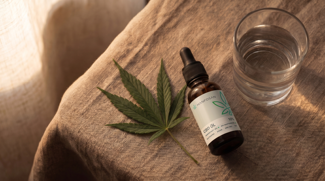 CBD-Öl-Fläschchen mit Pipette auf Holztisch — Vergleich seriöser Shops 2026