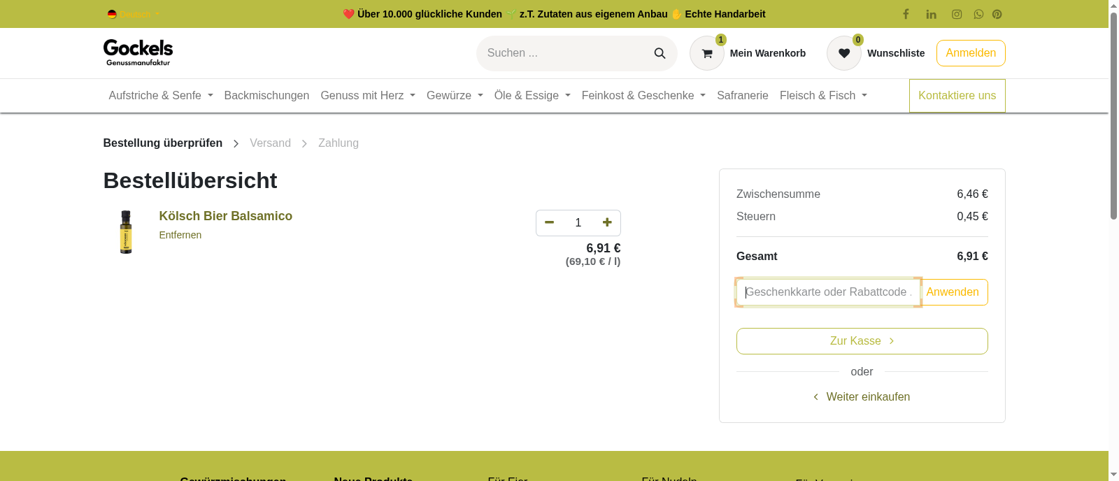 Gockels Genussmanufaktur Screenshot