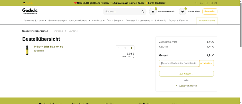 Gockels Genussmanufaktur Screenshot