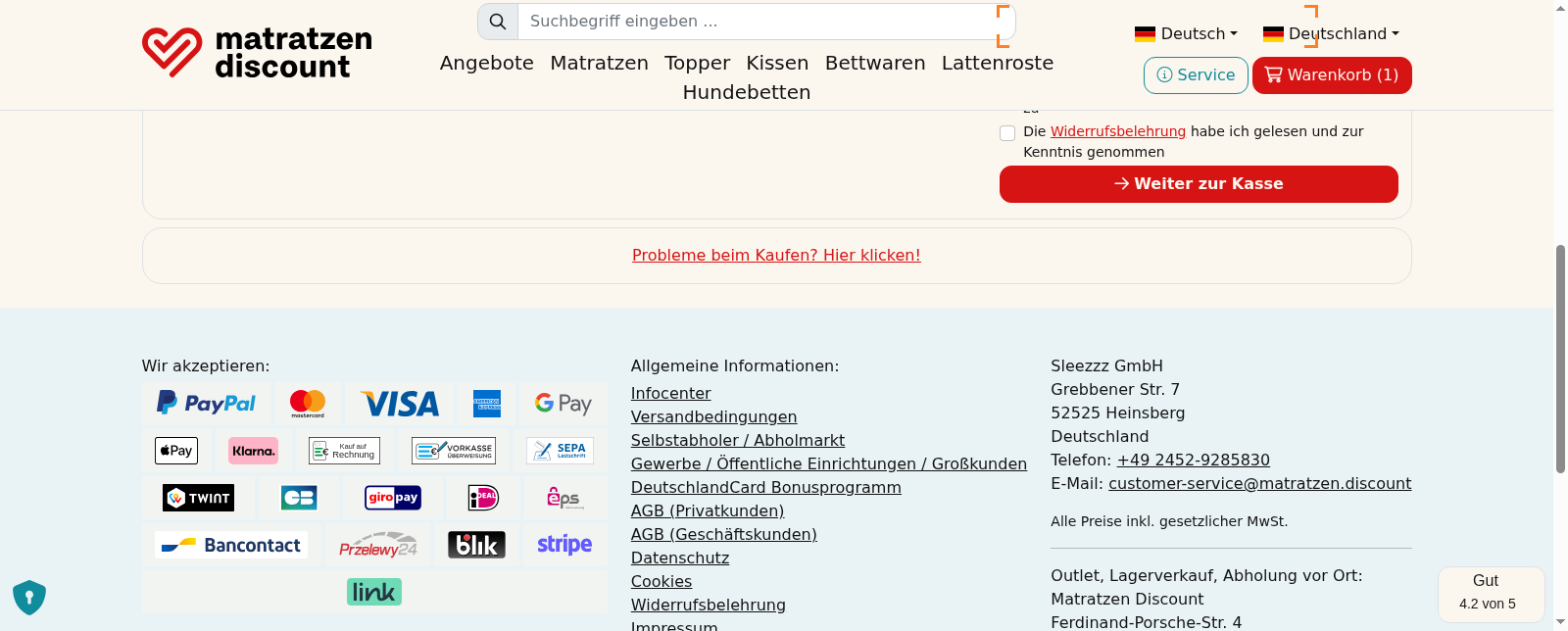 Matratzen Discount Screenshot