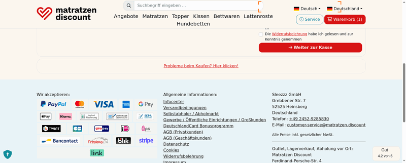 Matratzen Discount Screenshot