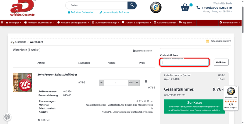 AufkleberDealer Screenshot