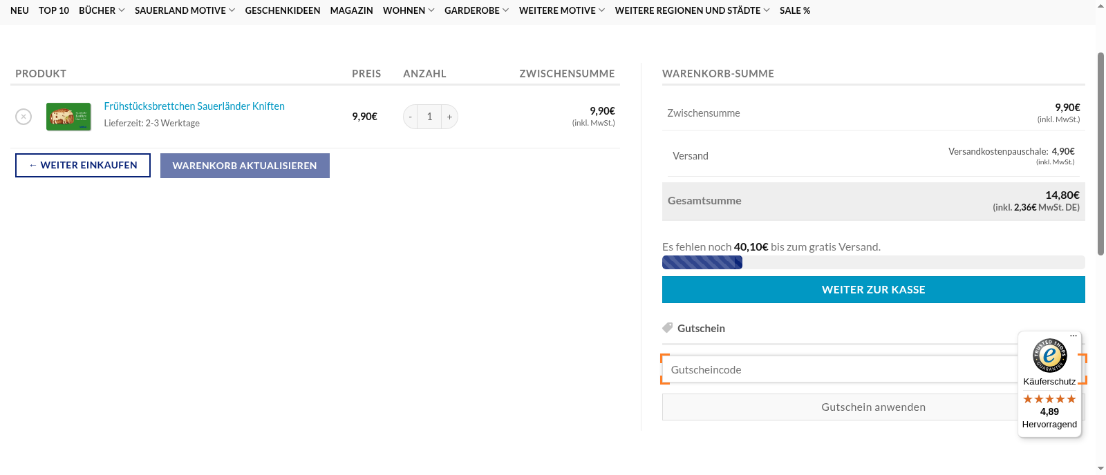 WOLL Onlineshop Screenshot
