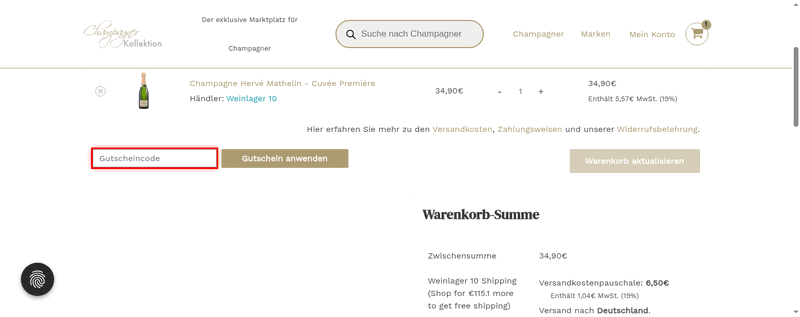 champagnerkollektion.de Screenshot