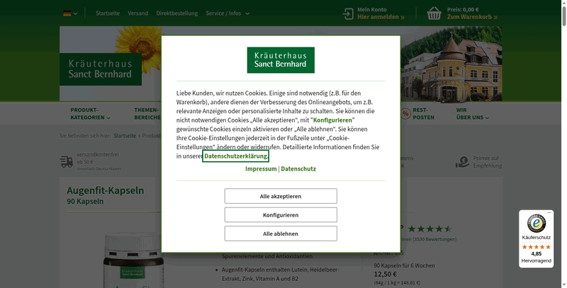 Kräuterhaus Sanct Bernhard Screenshot